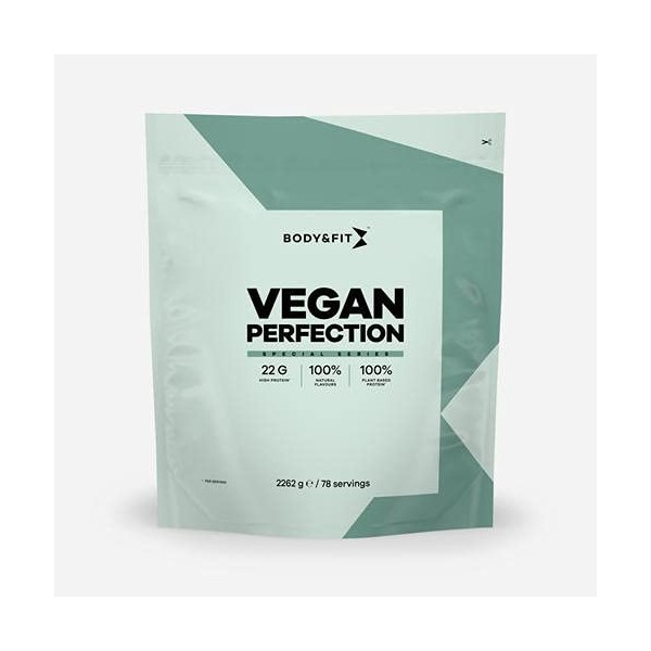 Body&Fit - Vegan Perfection, Protéines Végétales, de Pois et de Riz, Faible en Sucres, 2,26 kg 78 doses , Goût Chocolat