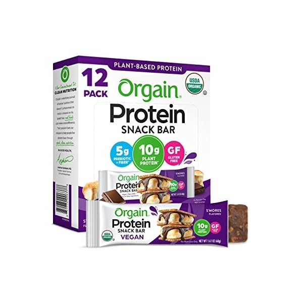 Orgain Plant Protein Bar S’Mores 40g Boîte de 12 