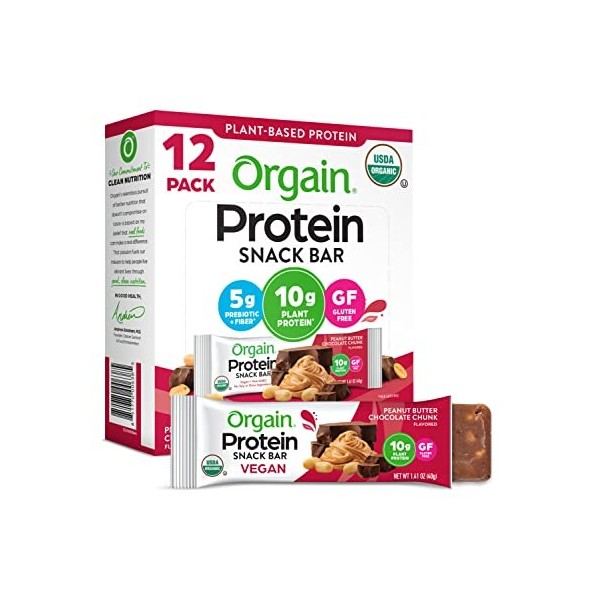 Orgain Plant Protein Bar Peanut Butter Choc 40g Boîte de 12 