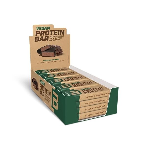 BioTechUSA Vegan Protein Bar, barre protéinée sans lactose ni gluten, à base de protéines végétales, avec un glaçage délicieu