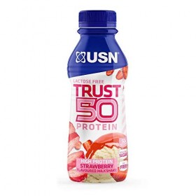 USN Trust 50 Bouteille Déjà Mélangée Prêt-à-boire Protéiné, Fraise, 6 x 500 ml, 1 Unité