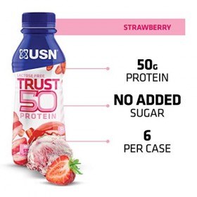 USN Trust 50 Bouteille Déjà Mélangée Prêt-à-boire Protéiné, Fraise, 6 x 500 ml, 1 Unité