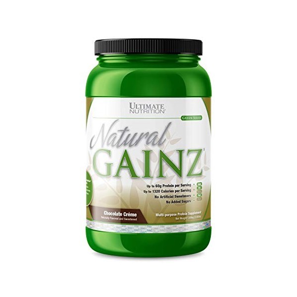 Ultimate Nutrition Natural Gainz Whey Protein Powder - Natural Gainer Protein with Micellar Casein and Milk Protein, Chocolat