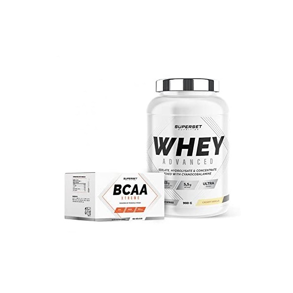 Superset Nutrition | Programme Muscle Recovery - 100% Whey Proteine Advanced 900g Vanille Crémeuse - Bcaa Xtreme