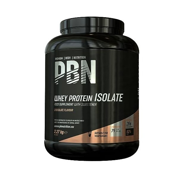 PBN Premium Body Nutrition - Protéines en poudre à base disolat de lactosérum Whey-Isolat , Goût chocolat, 75 doses, 2,27 k