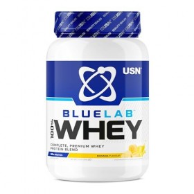 USN Blue Lab Whey - Boisson Protéinée en Poudre, Protéines de Lactosérum & BCAA, Prise de Masse & Récupération, Shaker Post-E