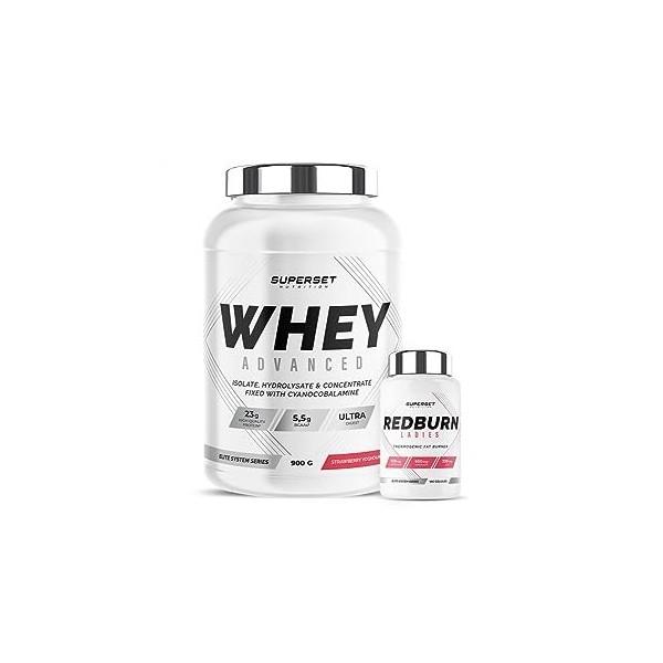 Superset Nutrition | Programme Fitness Remodelant - 100% Whey Proteine Advanced 900g Fraise Yogourt - Redburn Ladies | Obtien