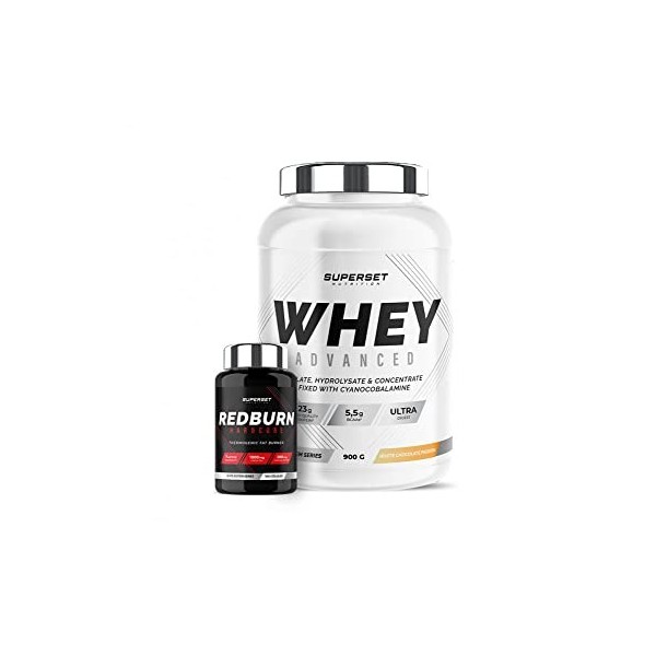 Superset Nutrition | Programme Spécial Muscle Sec - 100% Whey Proteine Advanced 900g Passion Chocolat Blanc - Redburn Hardcor