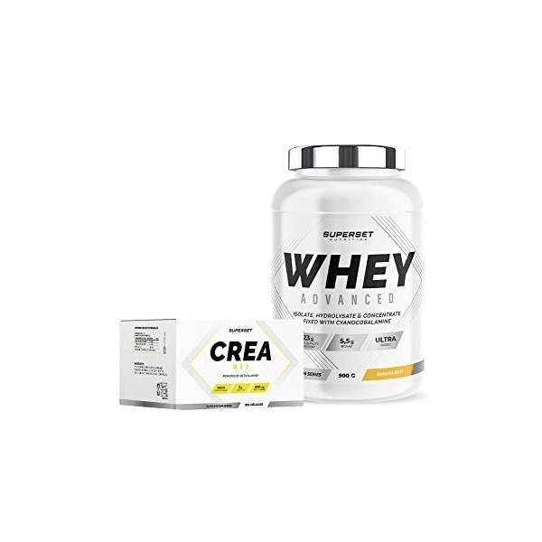 Superset Nutrition | Programme Prise De Muscle Sec Avancé - 100% Whey Proteine Advanced 900g Banana Split - Créa Max