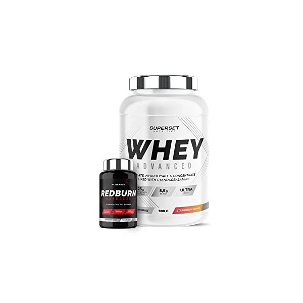 Superset Nutrition | Programme Spécial Muscle Sec - 100% Whey Proteine Advanced 900g Mangue Fraise - Redburn Hardcore