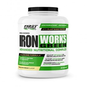 IRON WORKS GREEN 2200G shake proteiné végétarien Vanille creme 