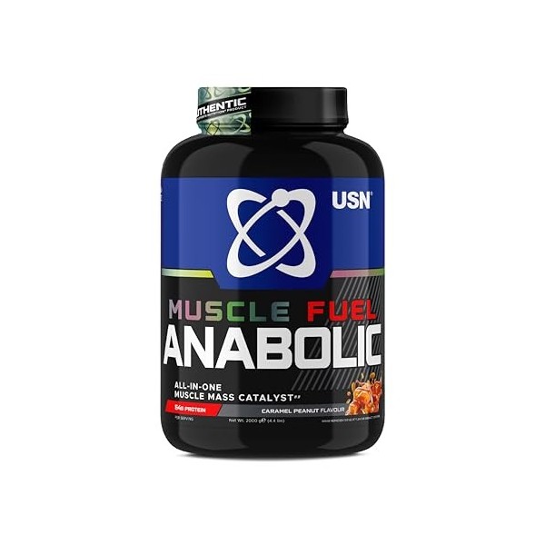 USN Muscle Fuel Anabolic Caramel Cacahuète Tout-en-un Shake de Protéines en Poudre 2kg : Poudre protéinée anabolique pour l