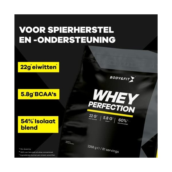 Body&Fit - Whey Protein "Whey Perfection", Milkshake Brownie au Chocolat, 2268 grammes 81 shakes 