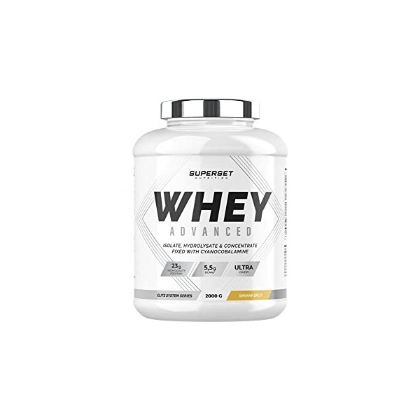 Superset Nutrition | 100% Whey Proteine Advanced 2kg | Whey protéine | SuperMix Tri-Protéines - Vanille Crémeuse