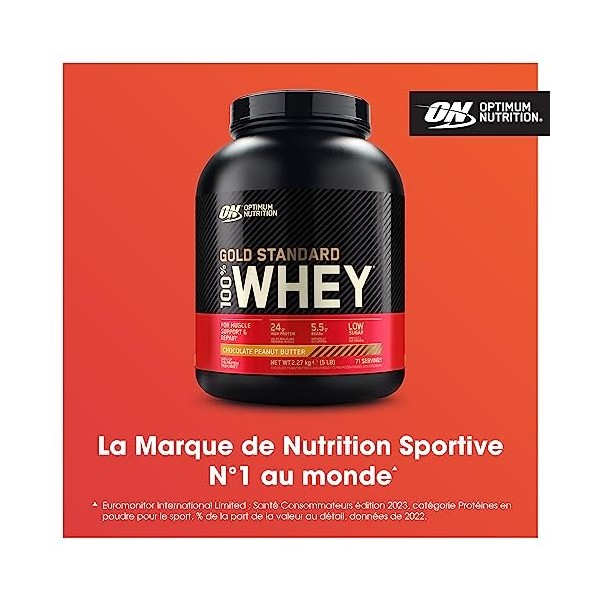 Optimum Nutrition Gold Standard 100% Whey, Poudre de Protéines pour Construction et Récupération Musculaire, avec Glutamine e