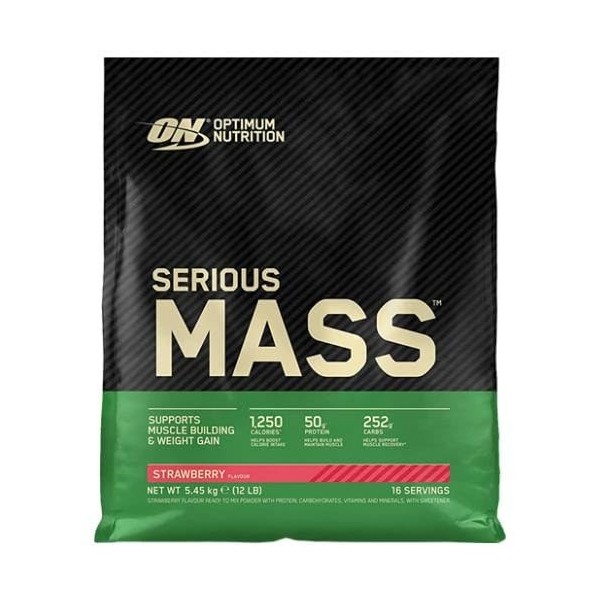 Optimum Nutrition Proteína On Serious Mass 12 Lbs 5,45 Kg Sabor Fresa