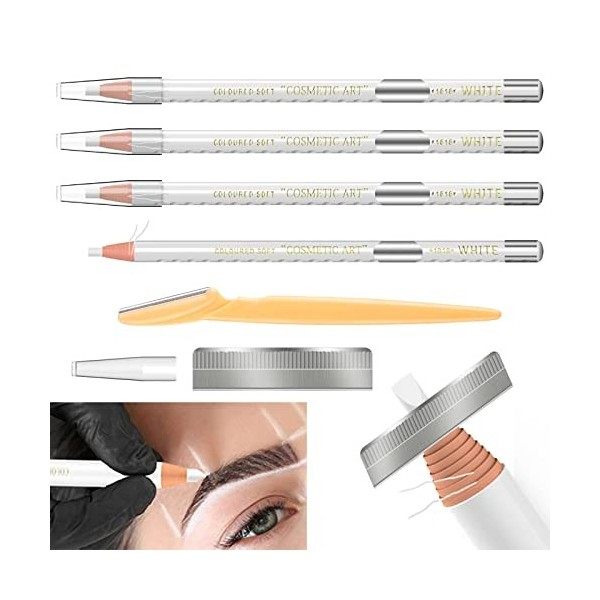 White Waterproof Eyebrows Pencil Tattoo Makeup And Microblading Supplies Kit-Permanent Eye Brow Liners In Waterproof Eyebrow 