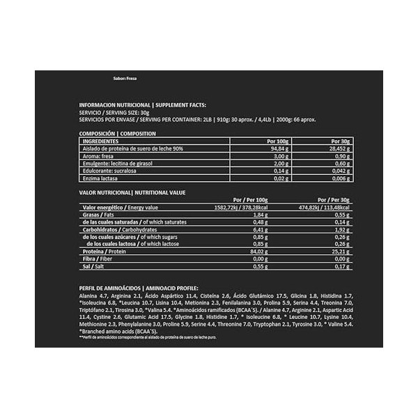 BIGMAN | PROTÉINE ZERO 2 Kg FRAISE 4,4 lb | PROTÉINE ISOLATE | PROTÉINE ASSILÉE | PROTÉINE DASSIMILATION RAPIDE AVEC LACTA