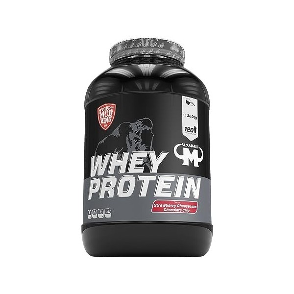 Mammut Nutrition Whey Protein, Cheesecake de fraises et des pépites de chocolat, petit-lait, protéines, shake de protéines, 3