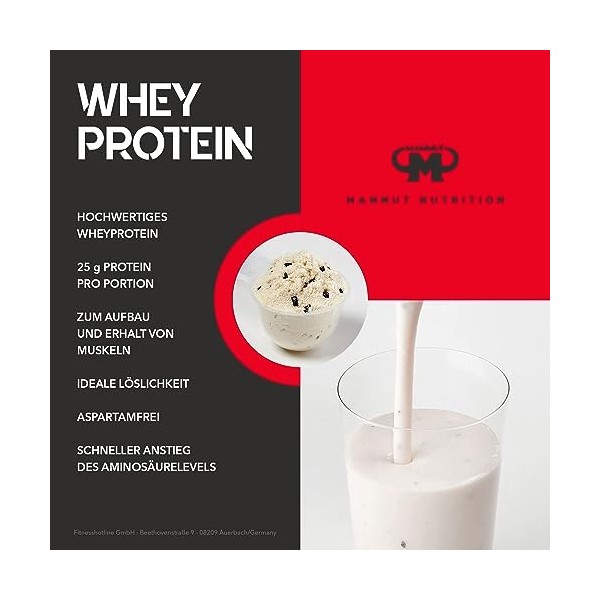 Mammut Nutrition Whey Protein, Cheesecake de fraises et des pépites de chocolat, petit-lait, protéines, shake de protéines, 3