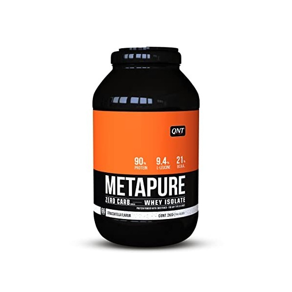 QNT Metapure® Stracciatella, 90% de Whey Protéine Isolate Ultra Filtrée en poudre, 21% BCAA, faible en glucide, graisse et la