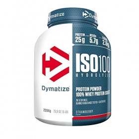 Dymatize ISO 100 Hydrolyzed Strawberry 2264g - Hydrolysat de Protéines de Whey + Poudre dIsolat