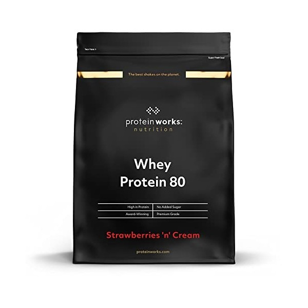 THE PROTEIN WORKS Whey Protéine 80 Concentré | 82% de protéines | Shake à faible teneur en sucre et à forte teneur en proté