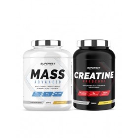 Superset Nutrition | Programme Prise De Masse Avancé - Mass Advanced 2,5kg Banana Split - Créatine Hardcore 1,5 Kg Tropical |