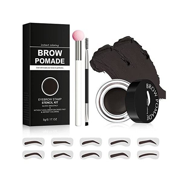 Kit de pochoirs pour sourcils Ofanyia Professional Brow Pommade avec 10 pochoirs pour sourcils, applicateur éponge et pinceau