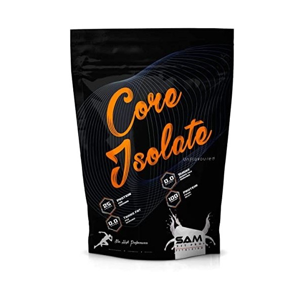 PUB SamFit Pro Core Isolat de lactosérum non aromatisé | 1 kg | 1 kg | 25 g de protéines | 0 g de sucre ajouté | 0 g de grais