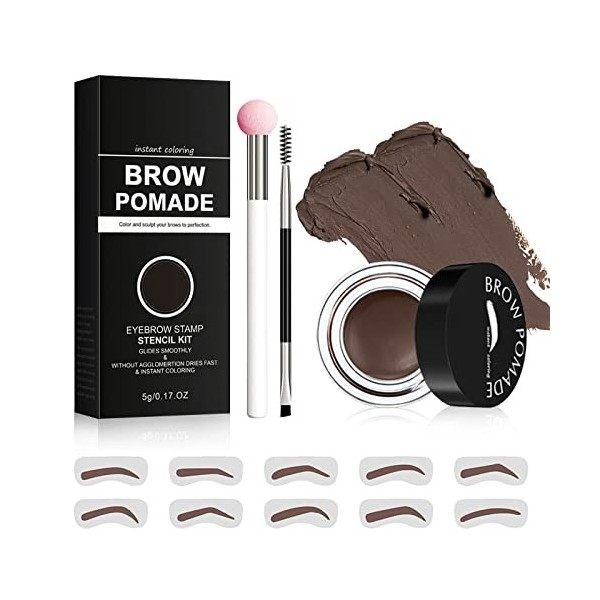 Kit de pochoirs pour sourcils Ofanyia Professional Brow Pommade avec 10 pochoirs pour sourcils, applicateur éponge et pinceau