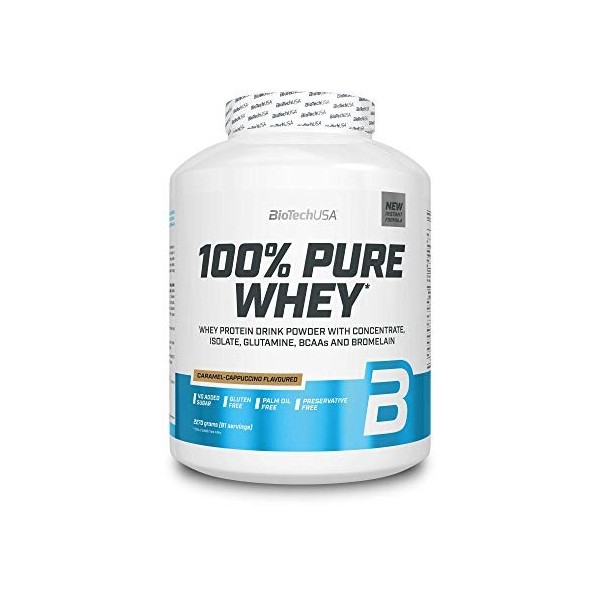 BioTechUSA 100% Pure Whey Complexe de protéines de lactosérum et de bromélaïne, avec des acides aminés, sans sucres ajoutés, 