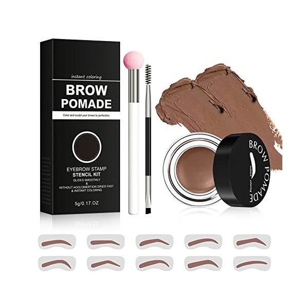 Kit de pochoirs pour sourcils Ofanyia Professional Brow Pommade avec 10 pochoirs pour sourcils, applicateur éponge et pinceau