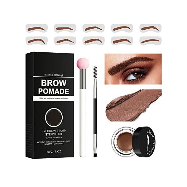 Kit de pochoirs pour sourcils Ofanyia Professional Brow Pommade avec 10 pochoirs pour sourcils, applicateur éponge et pinceau