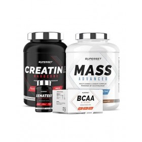 Superset Nutrition | Programme Prise De Masse Expert - Mass Advanced 2,5kg Choco Nut - Créatine Hardcore - Bcaa Xtreme - Xena