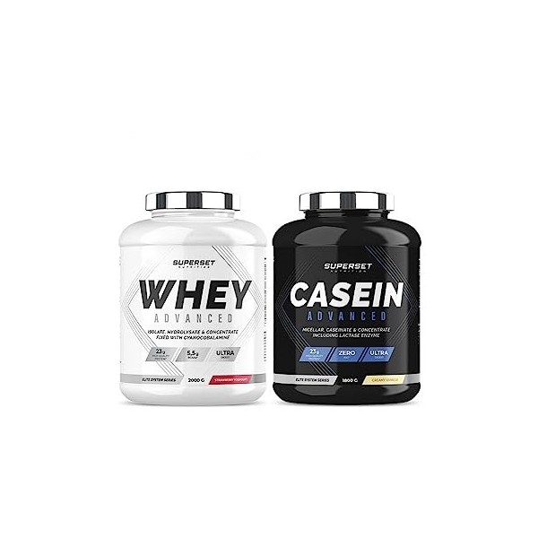 Superset Nutrition | Programme Gain De Muscle Jour & Nuit - 100% Casein Advanced Vanille Crémeuse - 100% Whey Proteine Advanc