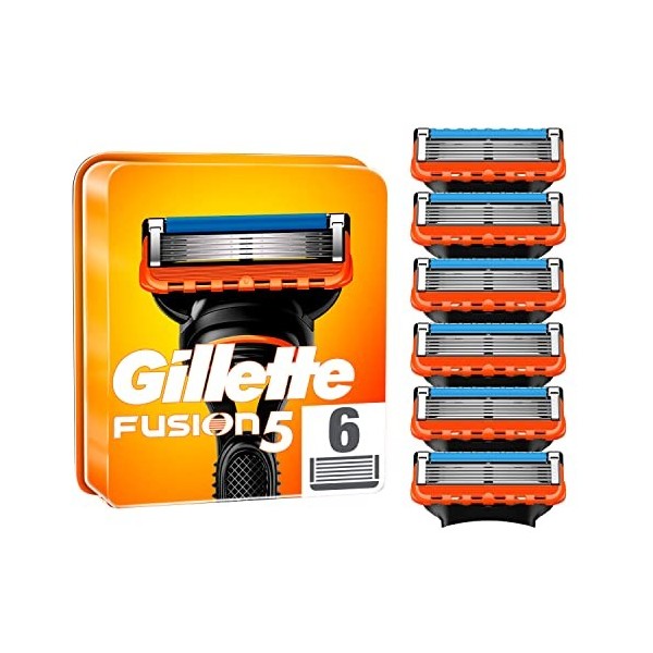 Gillette Fusion5 Recharges De Lames De Rasoir Pour Homme, 6 Recharges De Lames