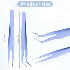 2 Pièce Pinces À Cils Pince À Épiler En Acier Inoxydable Pince À Épiler À Pointe Droite Et Incurvée Pince À Épiler Pour Faux 