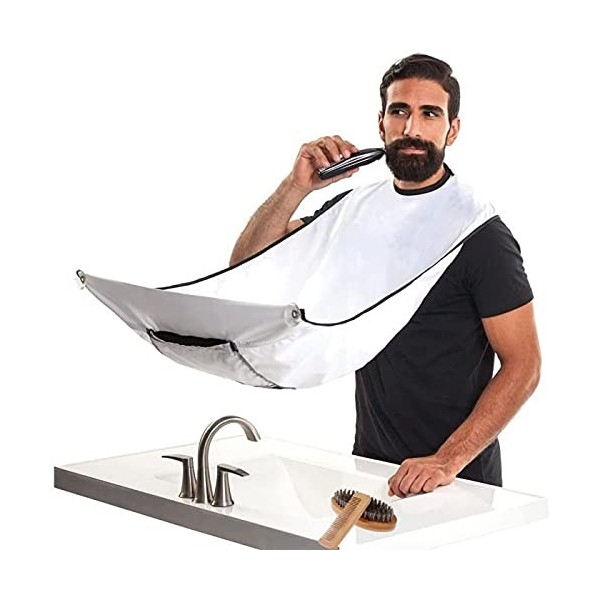 Ducomi Bavoir à Barbe avec Ventouses – Tablier a Barbe pour Ramasse Poils, Tablier Barbe Homme avec Pochette de Rangement, Ca