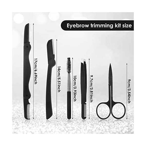 Lusofie Ciseaux à Sourcils Toilettage des Sourcils 5 en 1 Rasoir à Sourcils en Acier Inoxydable avec Peigne à Sourcils Pince 