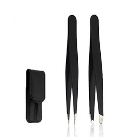 Kafeiya Pince à Épiler,2 pièces Pince a Epiler Professionnelle pour les Sourcils,Pincettes en Acier Inoxydable pour Sourcil, 