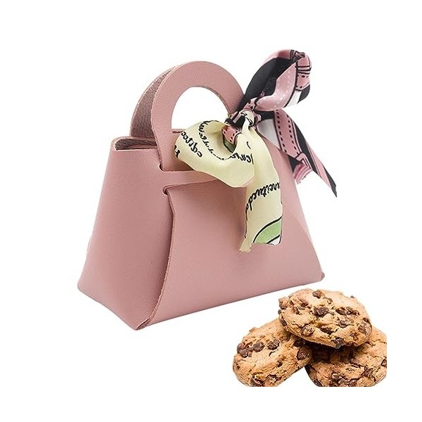 Moslalo Sacs Cadeaux en Cuir,Sacs Cadeaux en Cuir PU avec Ruban - Boîte à Bonbons de Mariage en Cuir PU exquise, boîtes demb