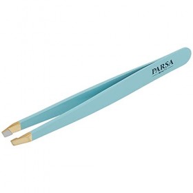 PARSA Beauty Pince à épiler oblique turquoise avec poignée antidérapante Soft Touch
