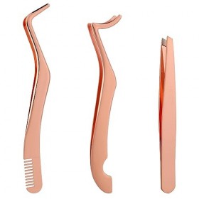 Pince Extension Cils 3 Pièces Pince à Épiler Pour Extensions Cils Pince à Faux Cils Pince à Cils Pince à Épiler Droite Et Cou