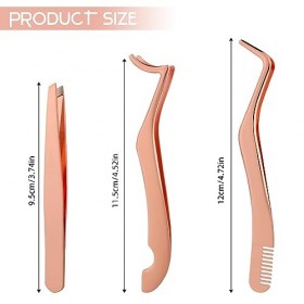 Pince Extension Cils 3 Pièces Pince à Épiler Pour Extensions Cils Pince à Faux Cils Pince à Cils Pince à Épiler Droite Et Cou