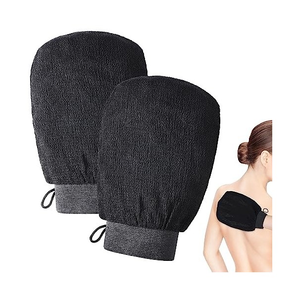 Lot de 2 gants exfoliants, gants de bain, gants exfoliants pour le nettoyage du corps, gants exfoliants pour massage de la pe
