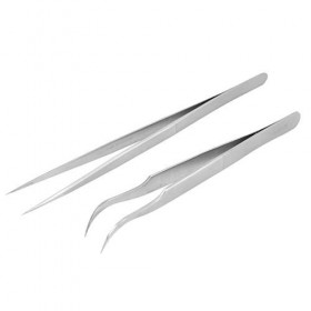 Pince à épiler pour Extension de Cils 2 Pièces Pince à épiler pour Extension de Cils Pince à épiler à Pointe Droite en Acier 