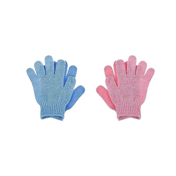 2 Paires Gants Exfoliants Gants Bain Double Face Douche Spa Gants Massage Remover Dead Skin Gants Exfoliants Nettoie Pores Pr