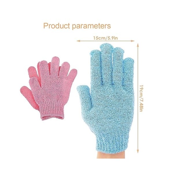 2 Paires Gants Exfoliants Gants Bain Double Face Douche Spa Gants Massage Remover Dead Skin Gants Exfoliants Nettoie Pores Pr