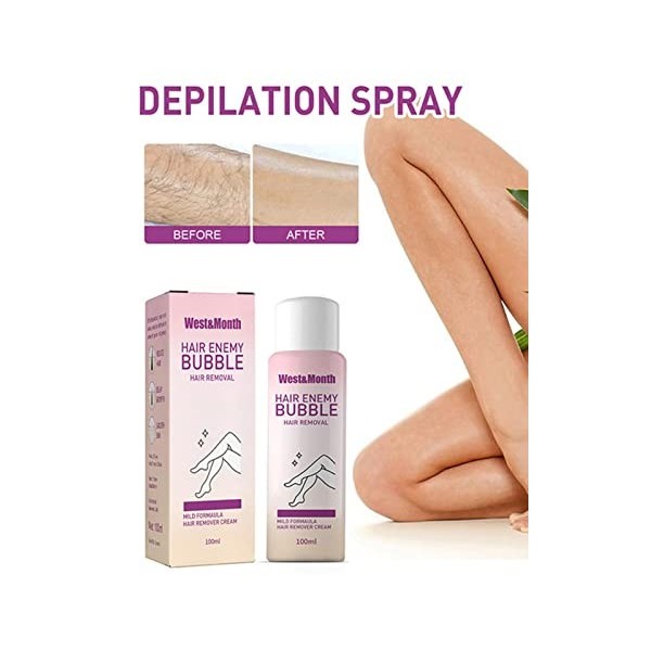 Richolyn 100ML Spray Dépilatoire, Spray Dépilation pour Les Corps Et Jambes, Crème Dépilatoire pour Peaux Sensibles, Indolor